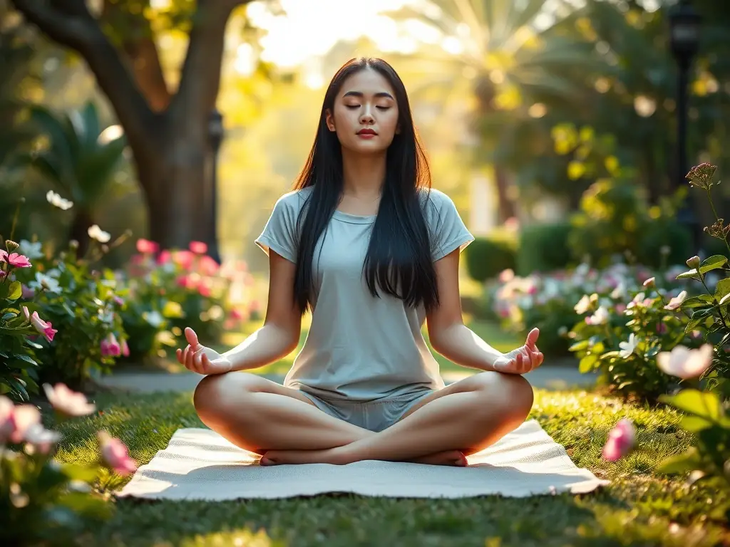 An image of a person meditating outdoors, symbolising mindfulness and mental clarity, with a UK cityscape in the background, representing Mindset Development Program.